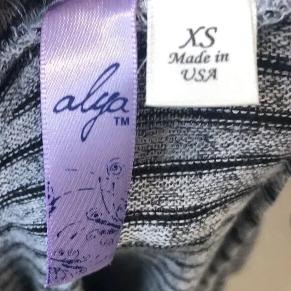 Alya gray and black striped long sleeve midi dress, size xs - Picture 10 of 12